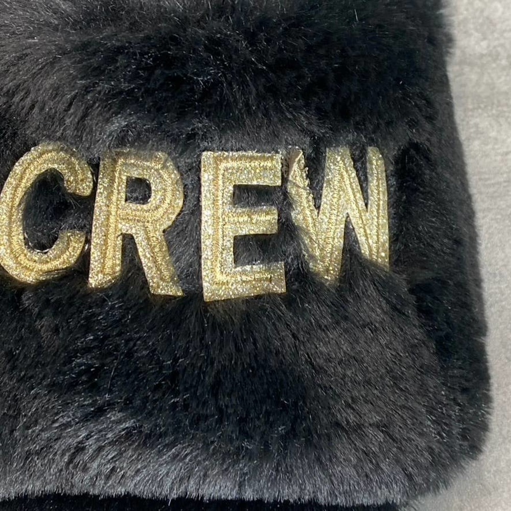 Dearfoams Women's Black Faux-Fur Memory Foam I do Crew Slide Slippers SZ XL - Picture 5 of 9